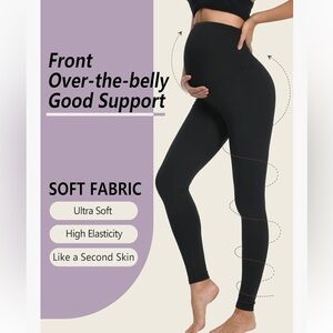 Black Maternity Leggings with Belly Support